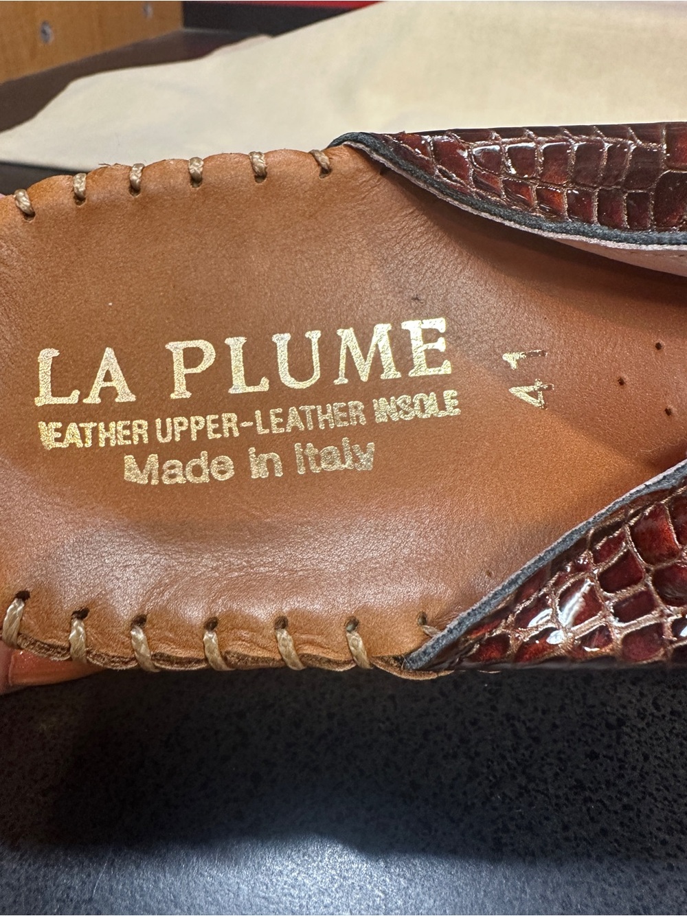 La Plume Croc Embossed Leather Slide Sandals Adj Strap Women’s Sz Eu41/US10.5-11 - Picture 6 of 15